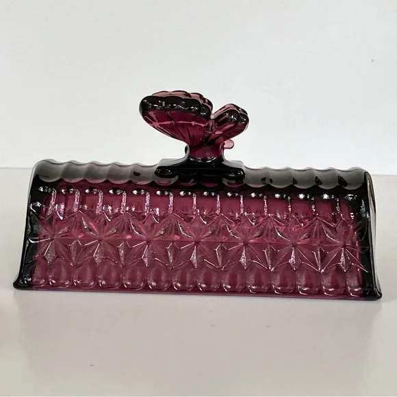 Circleware Plum Purple Amethyst Butterfly Butter Dish - Picture 10 of 16